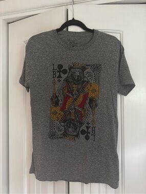 Men's Lucky Brand Grey Graphic Playing Card T-Shirt - Skull King Design